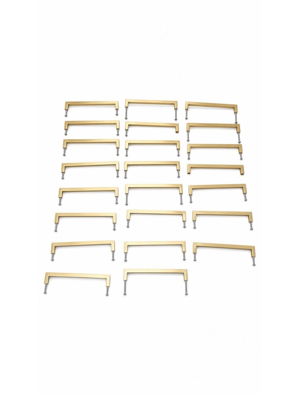 Set of 23 Brushed Gold Cabinet Drawer Pull Handles Modern Square Bar Hardware